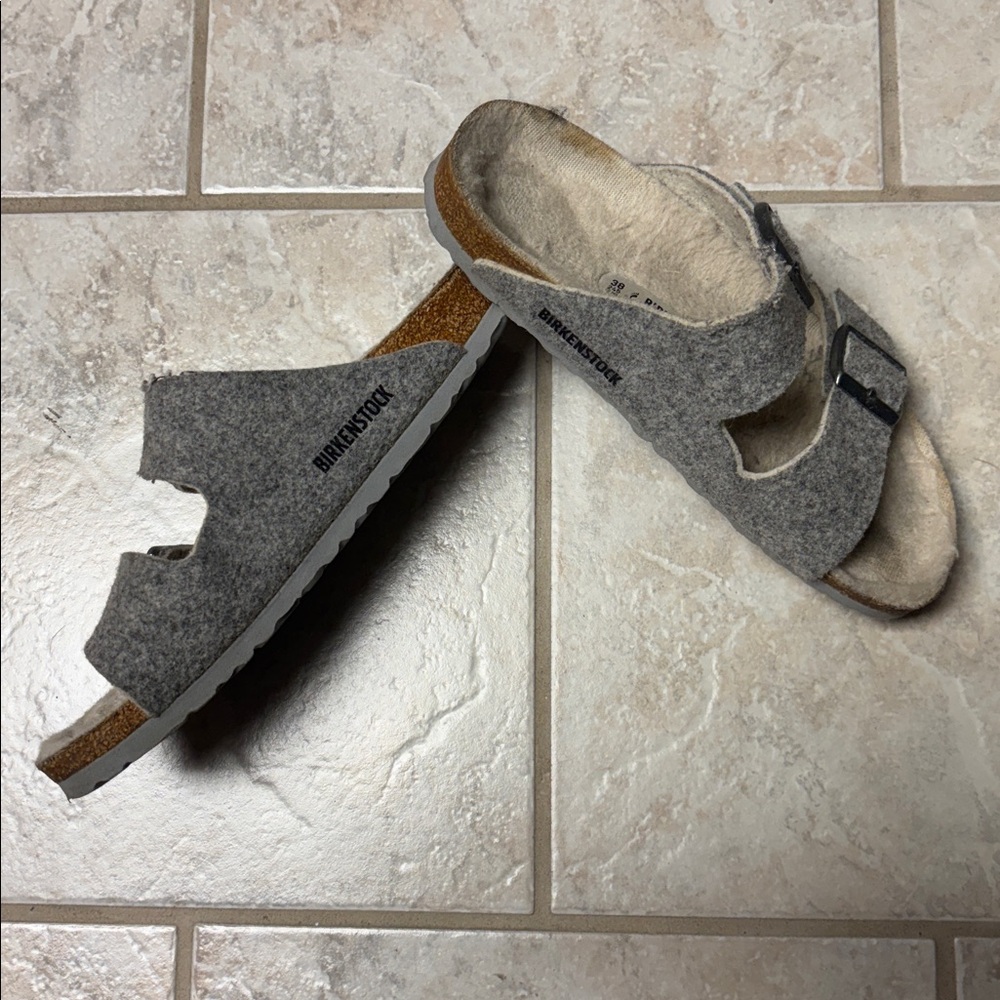 Birkenstock Arizona Rivet Wool Shearling Sandals - Picture 5 of 6